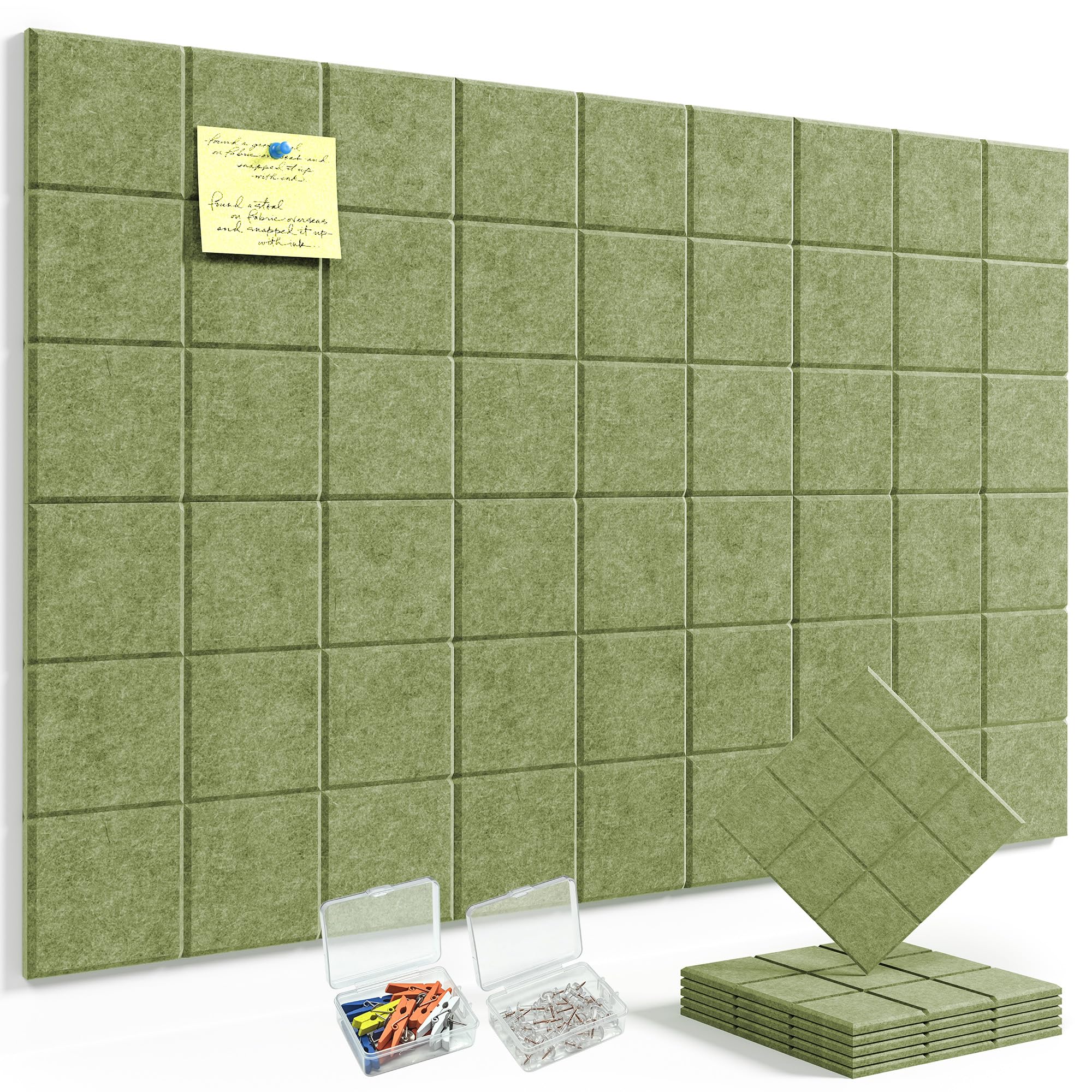 HyFanStr Pin Board Notice Board, 6 Pack 30x30cm Felt Bulletin Board Tiles, Removable Self Adhesive Cork Board Alternative for Classroom Wall Home Office Kitchen, 0.9cm Thick — image 1