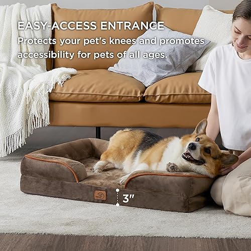 Vista 299 de Bedsure - Cama ortopédica extragrande para perros, sofá cama impermeable para perros extragrandes, espuma de soporte con funda extraíble y lavable