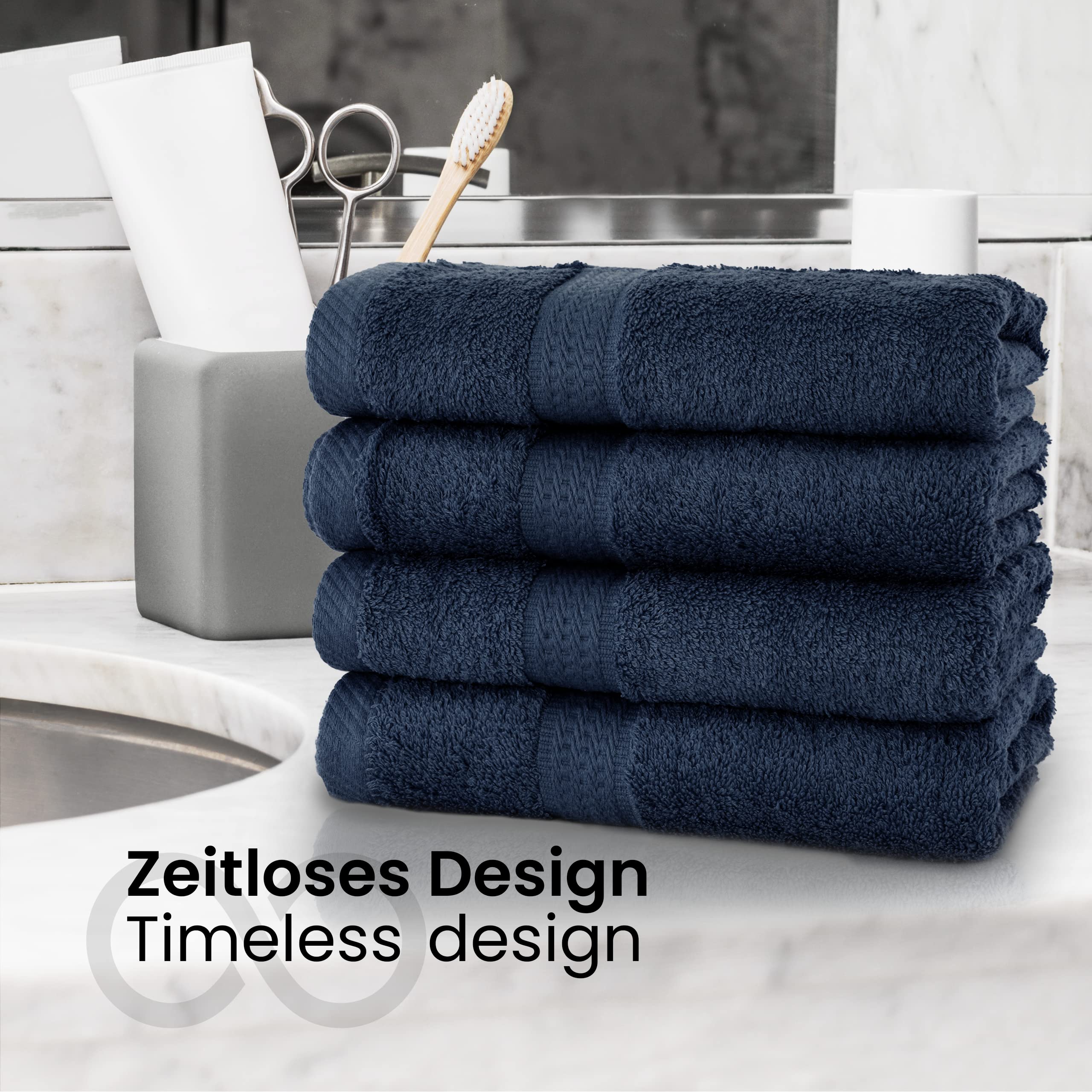 Serviettes Invités BaSaTex - Lot De 10 - Coton Doux 30x50 Cm - Boucle Suspension - Certifié Öko-Tex - Anthracite