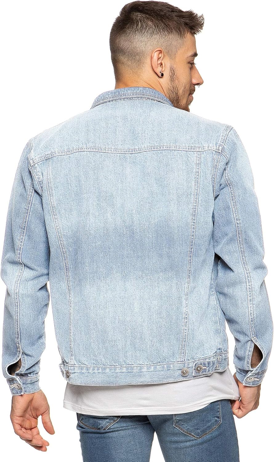 Enzo Mens Designer Denim Jacket Western Classic Style Trucker Vintage