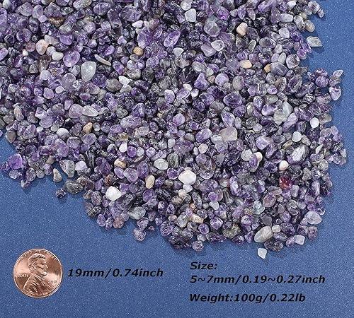 Miniatura 6 de LAIDANLA Juego de 5 piezas de cristal de piedra triturada de amatista y piedras curativas ovaladas de palmera, piedras preciosas naturales a granel,