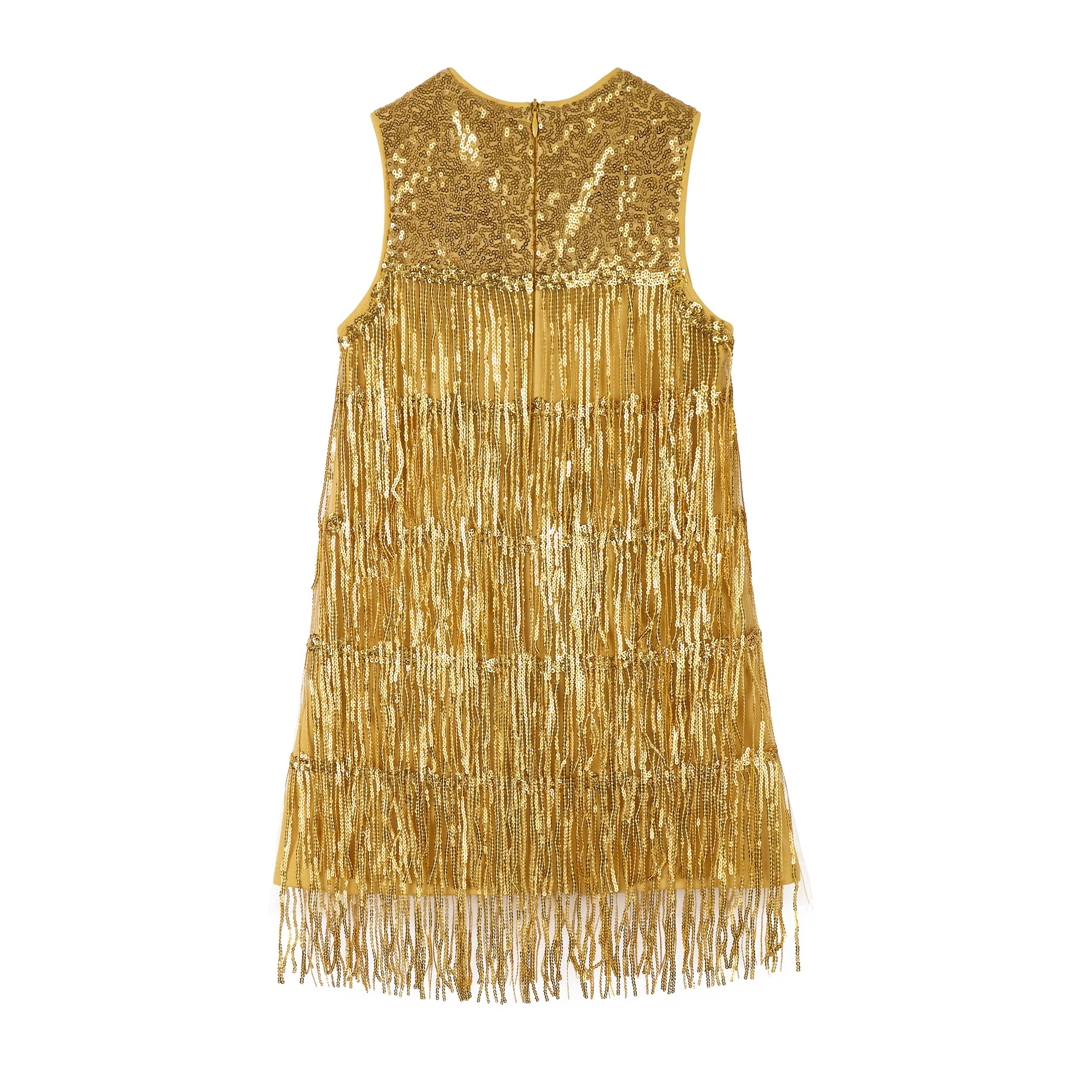 Vestido con Lentejuelas y Borlas para Niñas, Brillantes Carnaval Vestido con Pailletas Sin Mangas Vintage 20's Flapper de Fiesta
