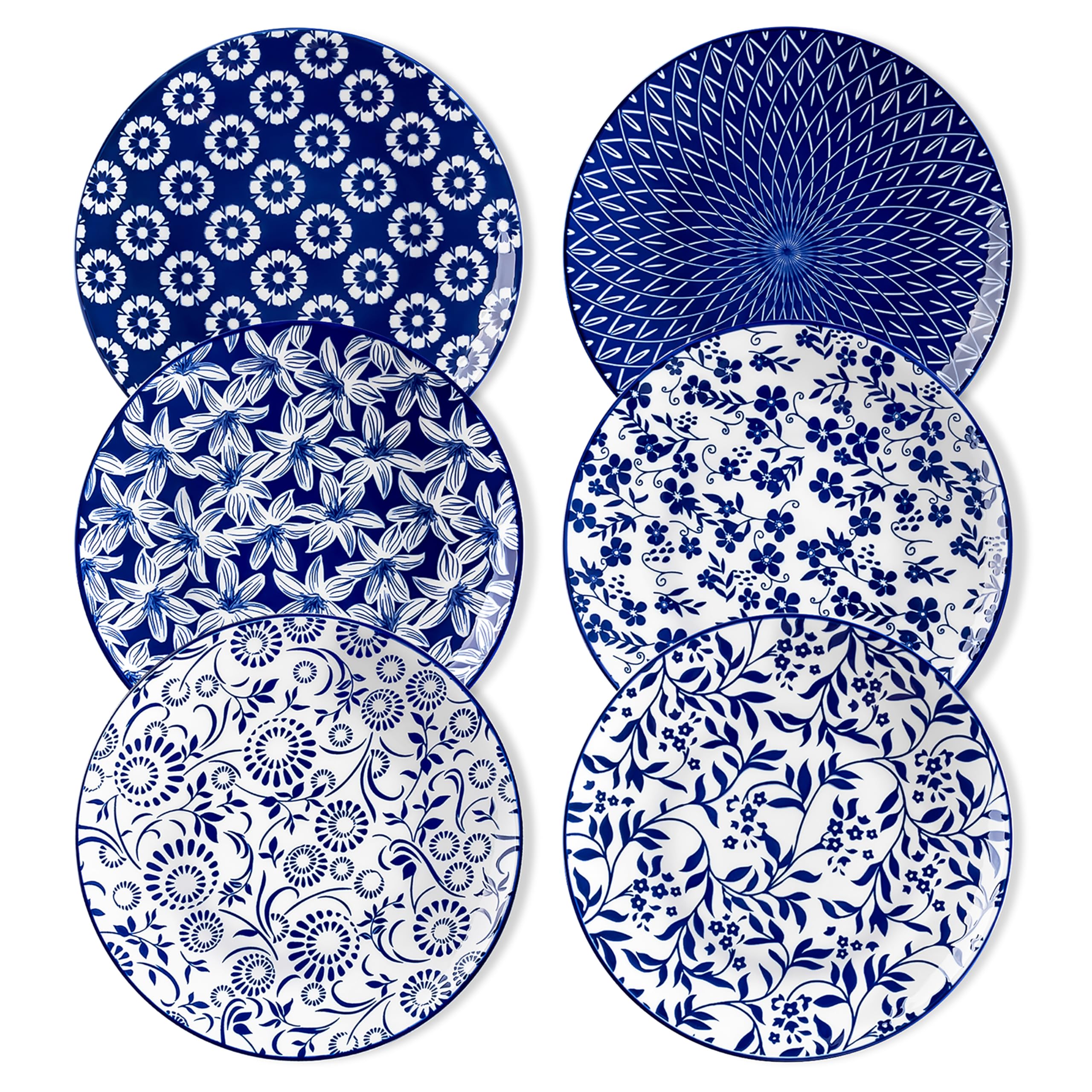 Blue Porcelain Dinner Plates - Set of 6 -9