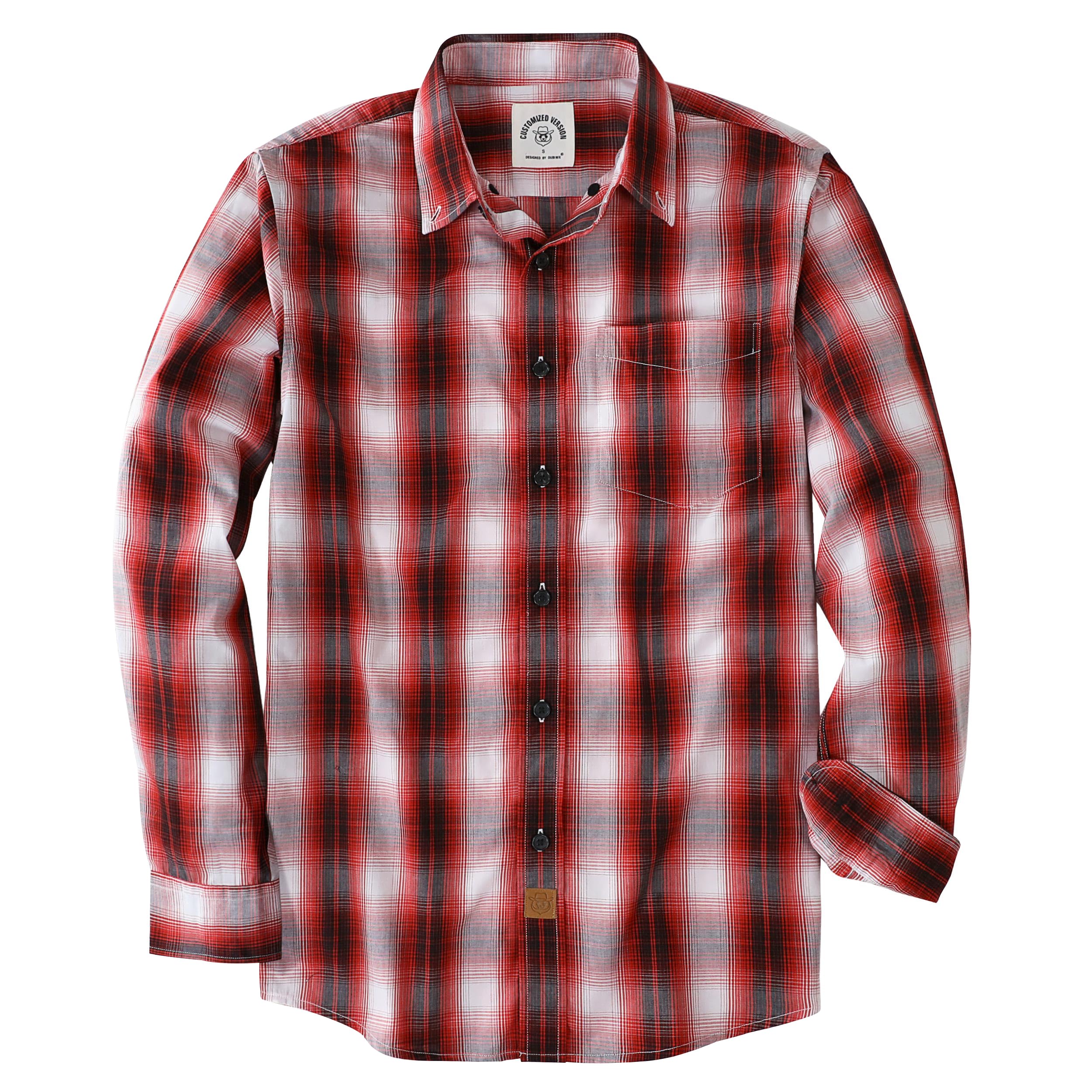 Dubinik® Freizeithemden Für Herren Langarm Kariert Regular Fit Comfort Baumwolle Button Down Mit Tasche