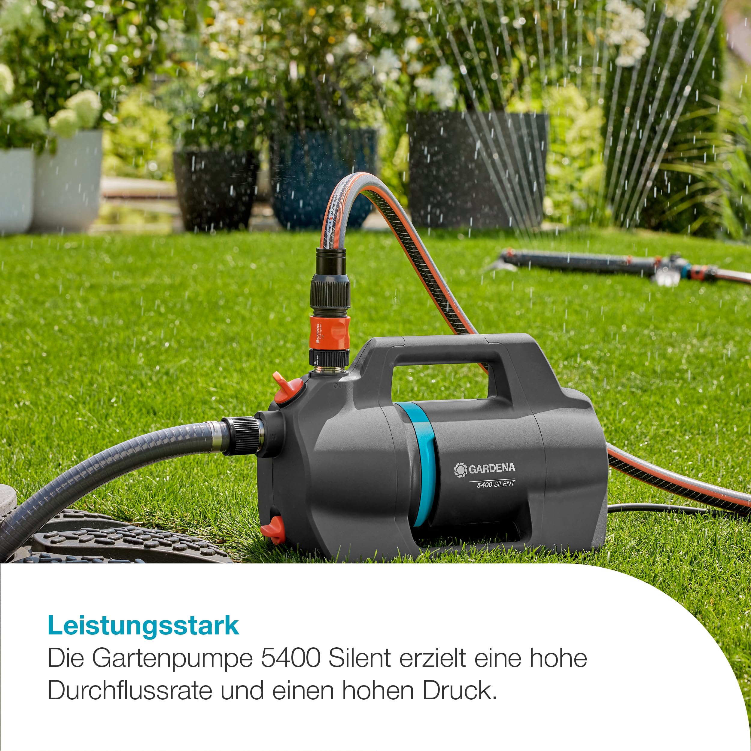 Gardena Gartenpumpe 5400 Silent Pumpen: 26% mehr Wasserdurchfluss bei gleichem Energieverbrauch im Vergleich zum Vorgänger-Modell*, Leise im Betrieb (09086-20)
