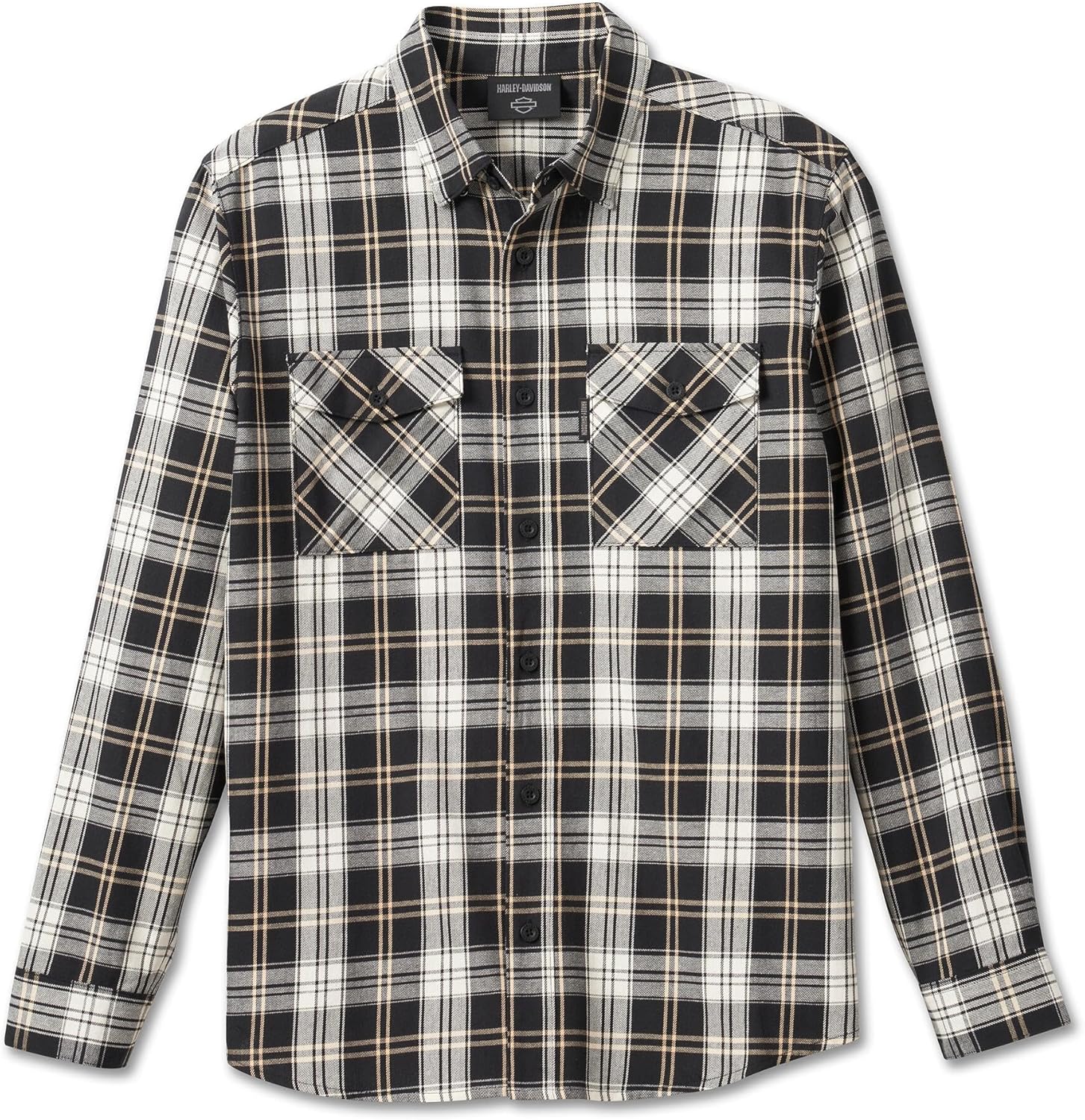 Harley-Davidson Men's Essence Plaid Button Long Sleeve Shirt - Black, 96649-23VM