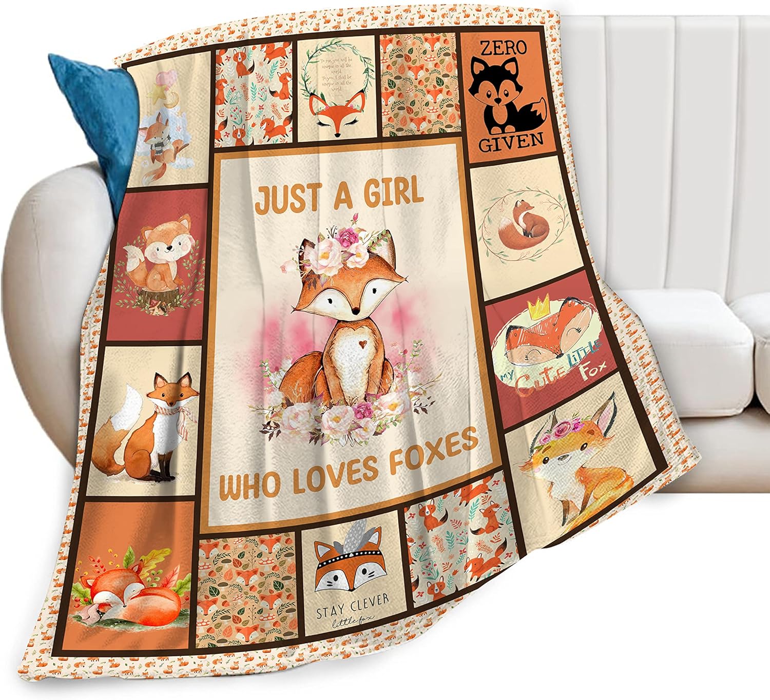 Fox Blanket for Girl Boy Just A Girl Who Loves Foxes Throw