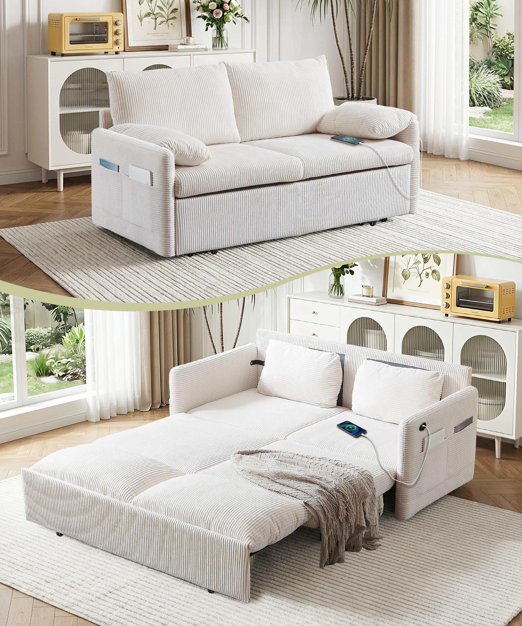 Amazon.com: CAPCAEK Queen Size Pull Out Couch, Sleeper Sofa Bed 