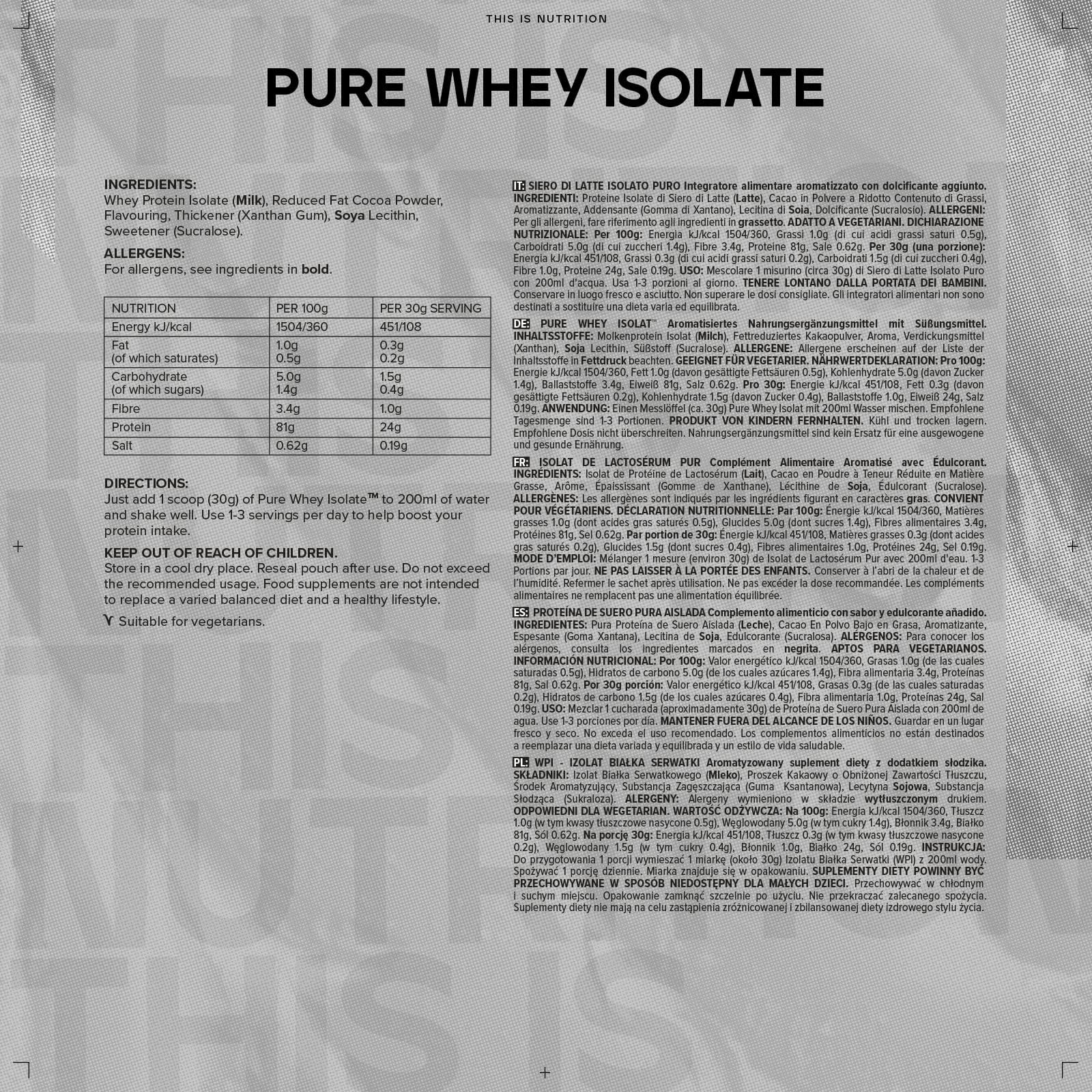 Bulk Pure Whey Protein Isolate, Protein Powder Shake, Chocolate Cookies, 2.5 kg, 83 Servings, Packaging May Vary