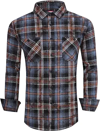 Alex Vando Mens Button Down Shirts Regular Fit Long Sleeve Casual Plaid Flannel Shirt