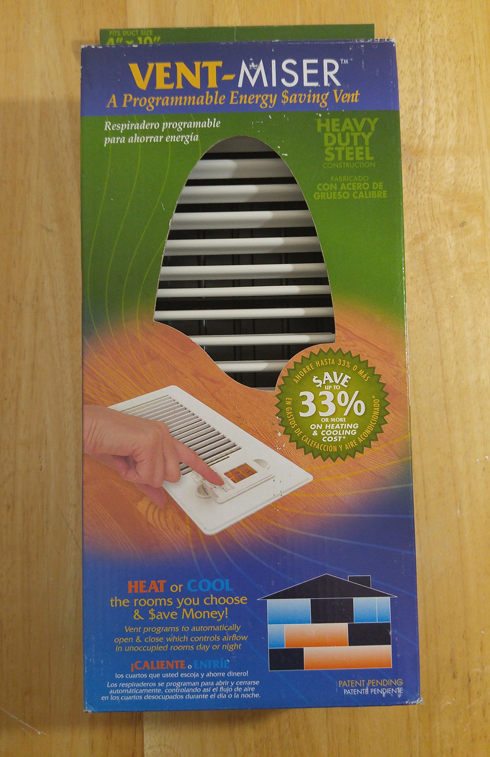 Vent-Miser 91664 Programmable Energy Saving Vent 4 x 10 -Inches, White