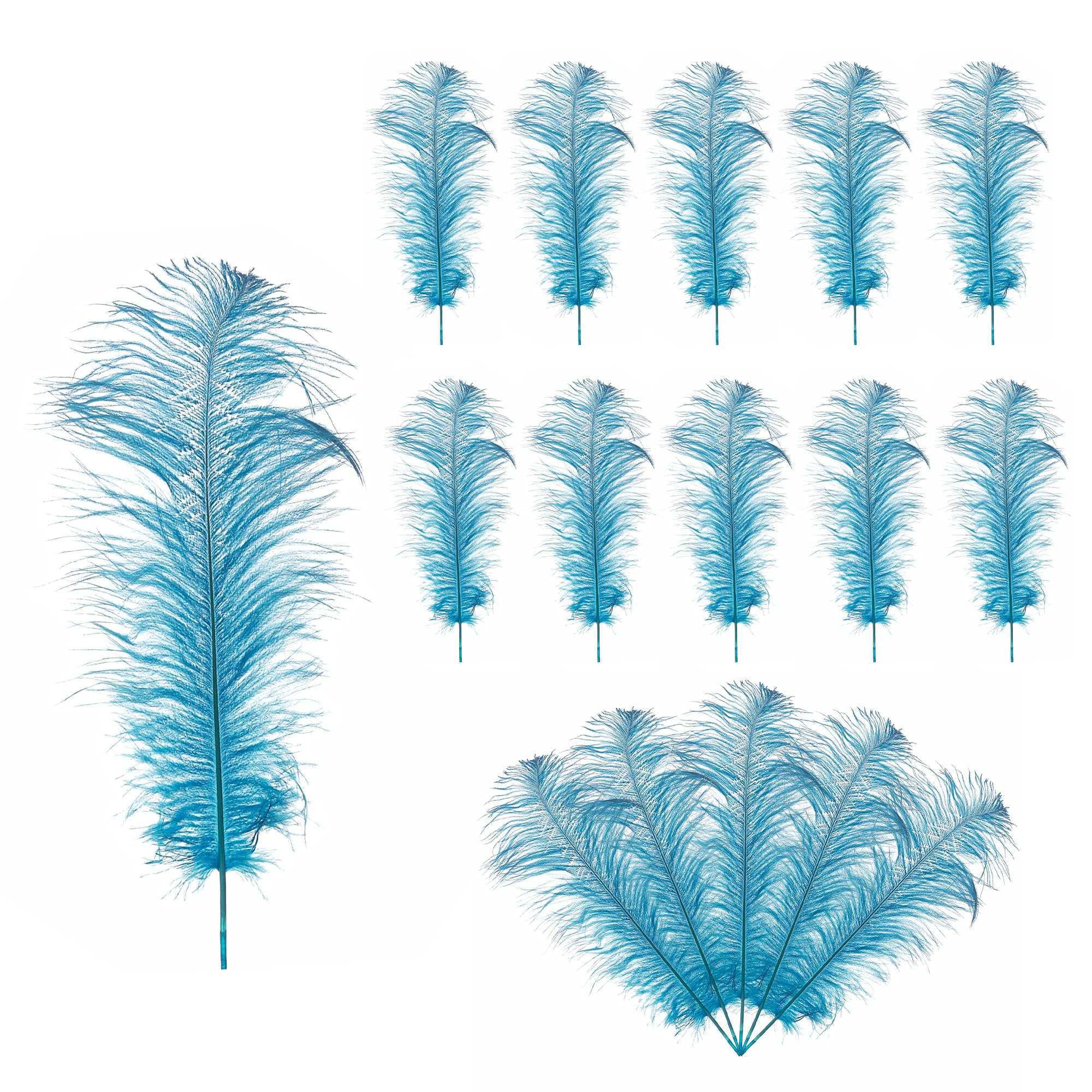 19"-23"(50cm - 60cm) Large Ostrich Feathers, Showgirl Spadones - for Decorating Costumes, Headdresses, Weddings & Party Table Decoration, Playing with Pets and Horse Plume, Turquoise, 10pcs โ image 1