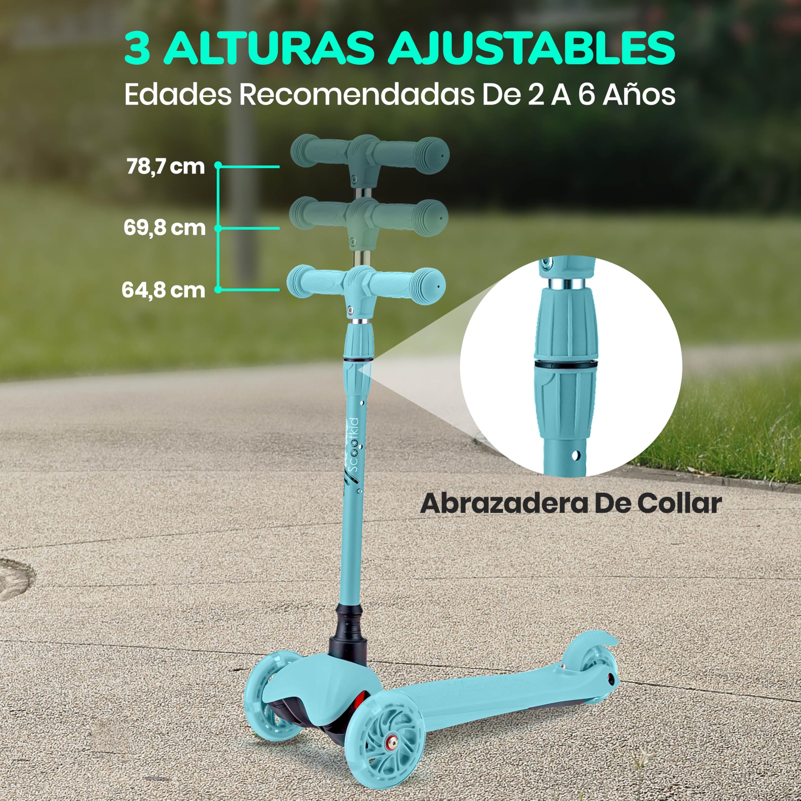 Hurtle Patinete, Scooter para niños, 3 Ruedas, Liviano, Luces LED, Antideslizante