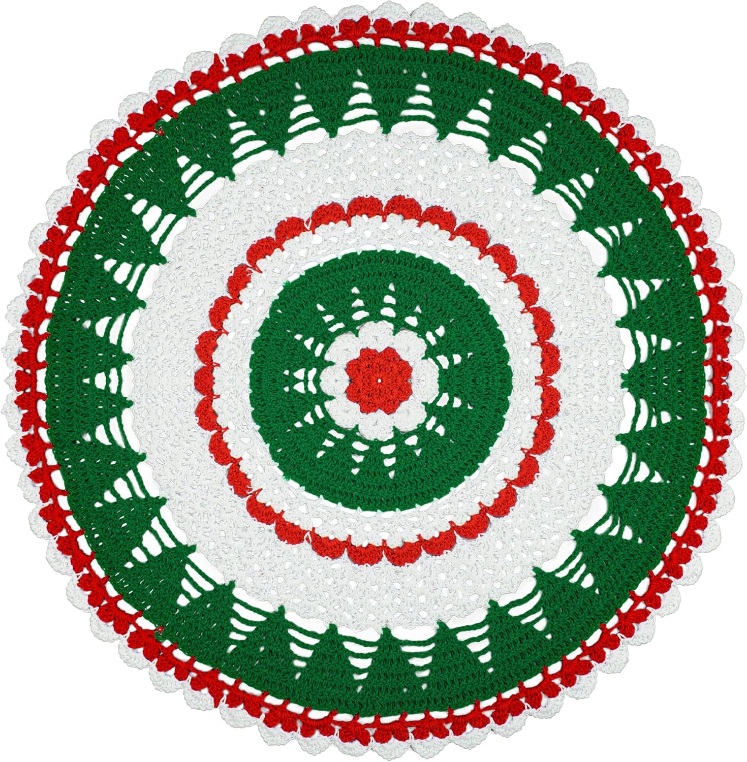 One Piece 19 Inch Christmas Doily Crochet for Dressers and End Tables Crafts Large Doilies Cloth Lace Placemats Coasters Cotton Round Tablecloth