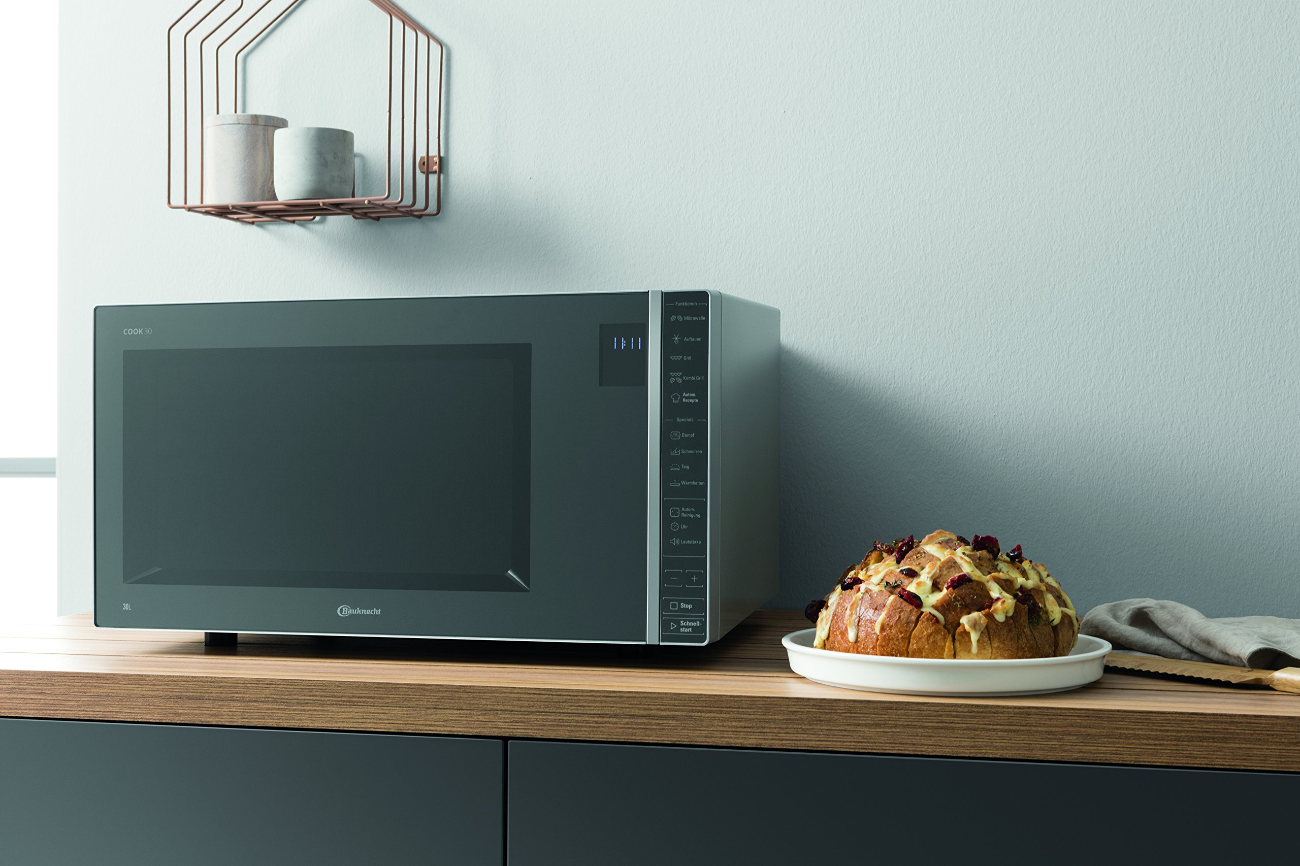 Bauknecht MW 304 M/ Kombination Grill und Mikrowelle/ 900 W/ 30 L Garraum/ Quartz Grill 1050 W/ Dampfgarfunktion/ AutoClean/ Joghurt-Funktion/ Schmelzfunktion/ Warmhalte-Funktion, Edles Schwarz