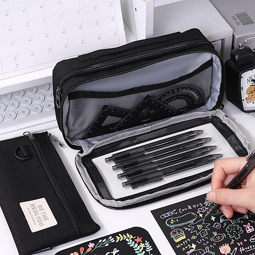 Miniatura 5 de Estuche para lápices, 2 en 1, de gran capacidad, con cremallera duradera, bonita bolsa para lápices para niñas, adolescentes y mujeres, organizador