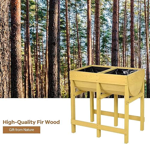 Miniatura 5 de Giantex Cama de jardín elevada, soporte de madera elevada, kit de caja de cultivo de jardín con patas para verduras, flores, hierbas, maceta al aire