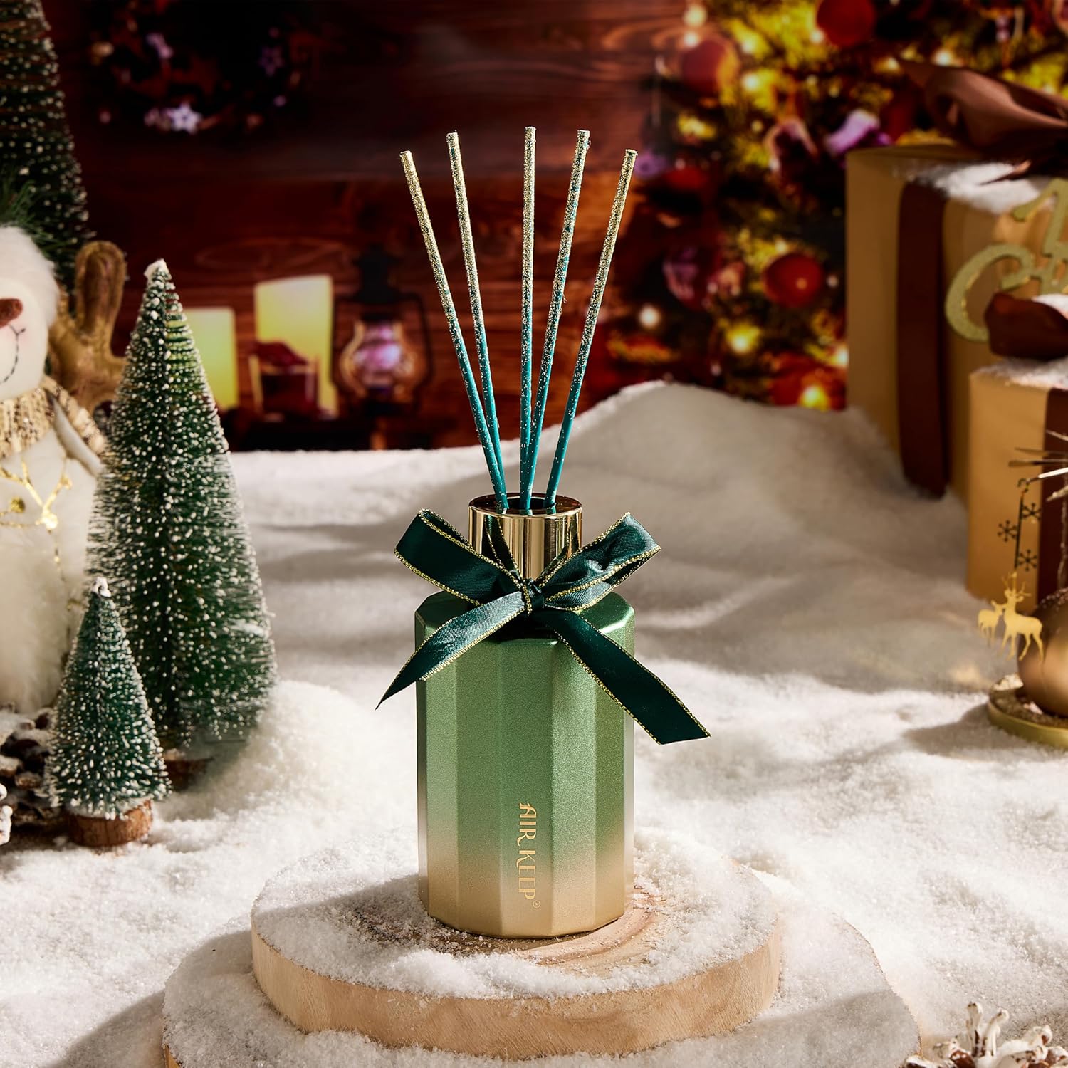 Airkeep Reed Diffuser Set - Balsam & Cedar Reed Diffuser with 8 Reed Sticks - Scented Oil Diffuser for Home & Office Diffuser Bathroom Shelf Decor - Ideal Gift for Holidays 7.1oz - Image 4