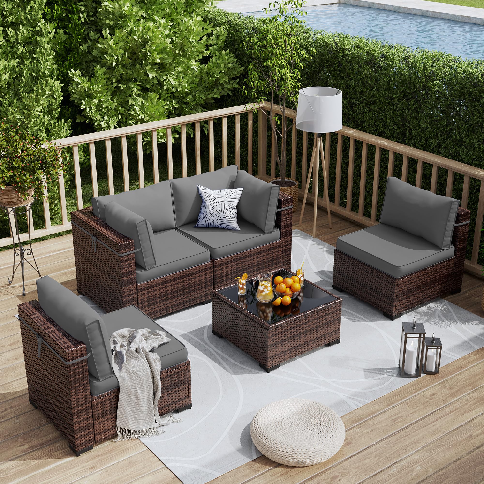 Balcony Couch Amopatio Aluminum Patio Furniture Set, Pieces