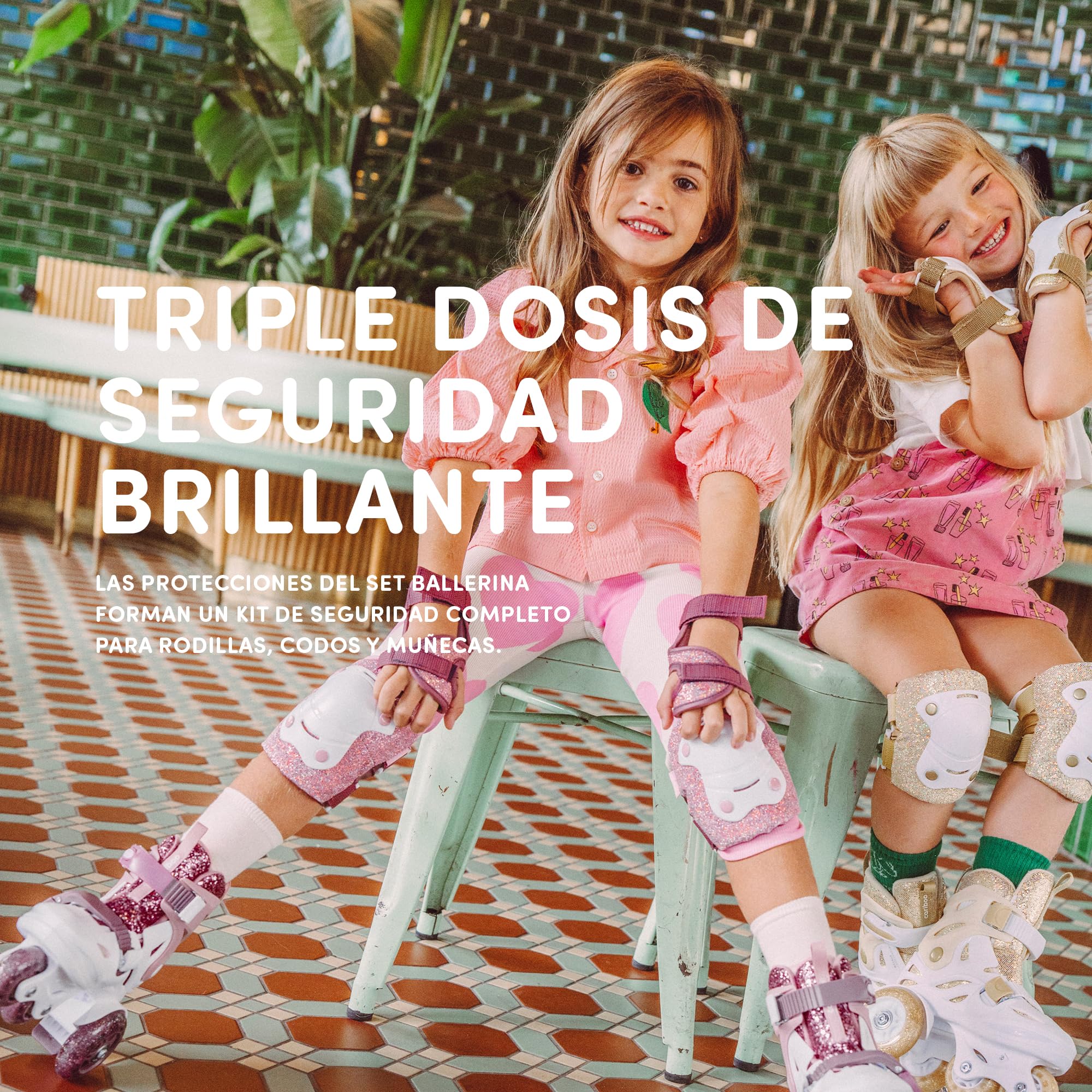 Cariboo Patines para Niños - Ajustables - para Principiantes - Set con Protectores de Rodillas, Codos y Muñecas - Ballerina