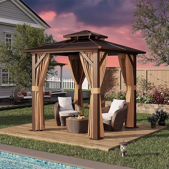 8 Ft. W X 8 Ft. D Aluminum Patio Hardtop Gazebo