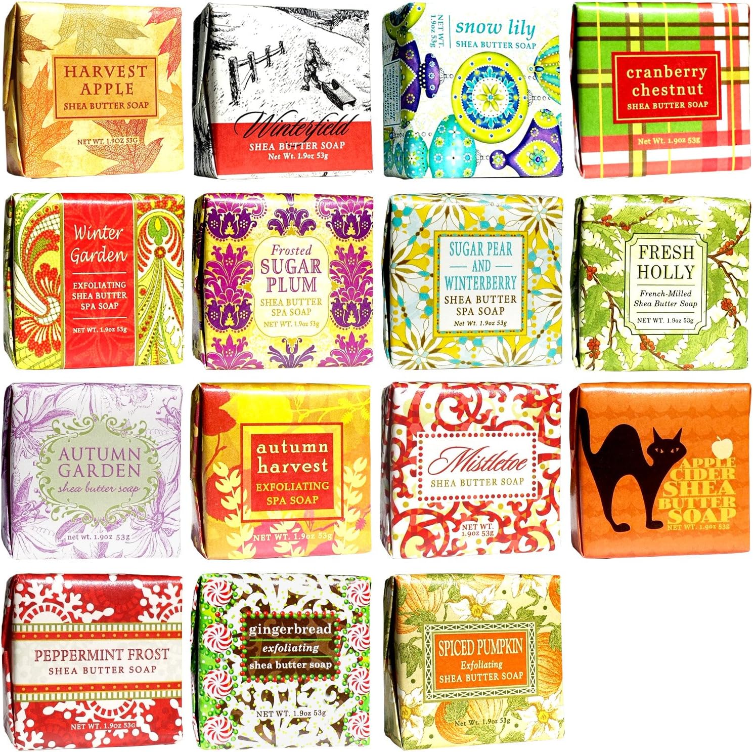 Greenwich Bay Trading Company Fall & Winter Soap Sampler 15 pack of 1.9oz bars - Bundle 15 items