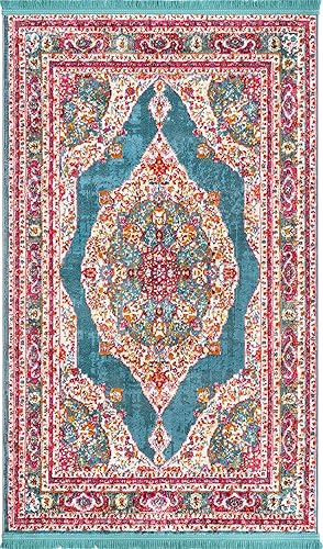 Miniatura 10 de Unique Loom Baracoa Collection - Alfombra Regla (5 pies 1 pulgada x 8 pies, ovalada, turquesamarfil)