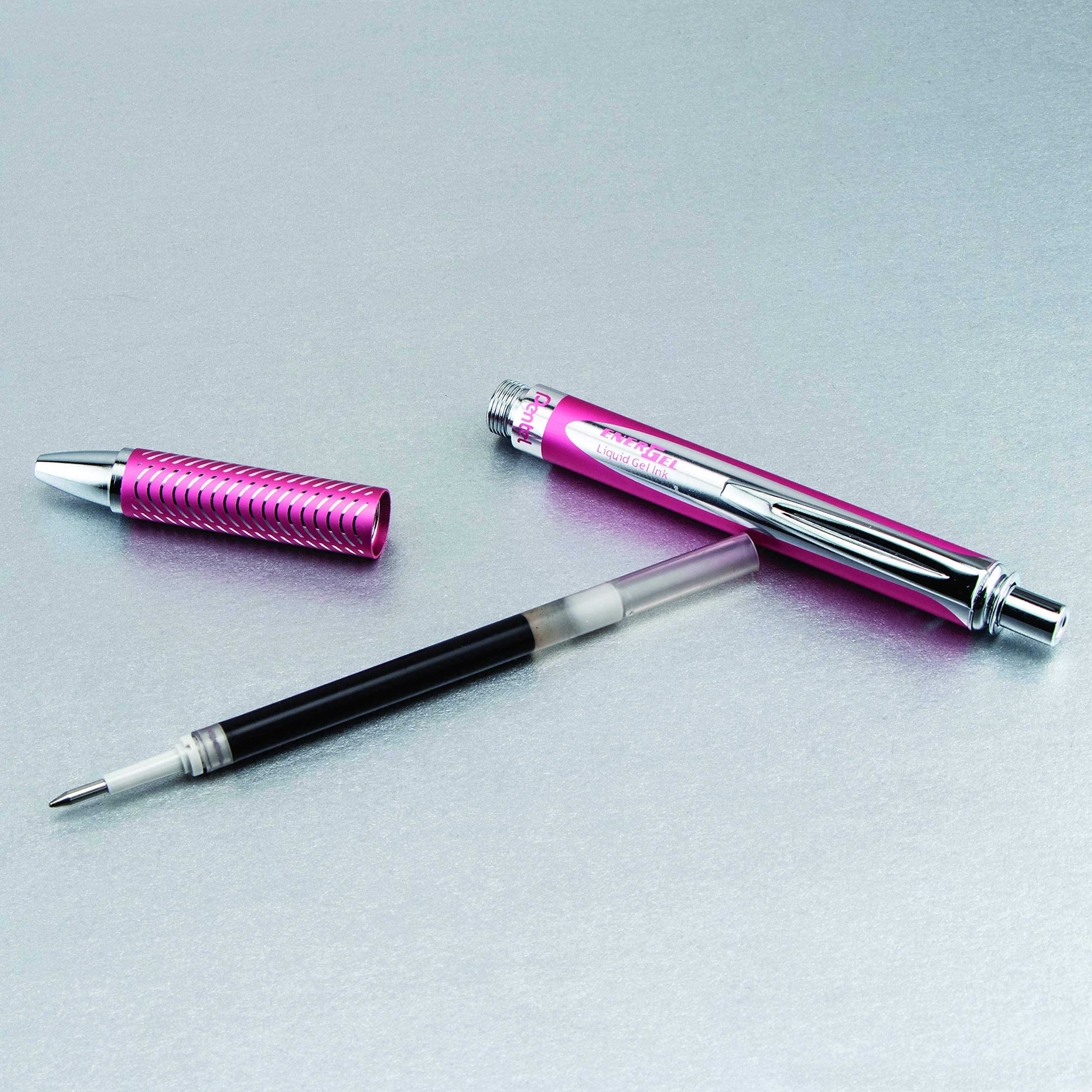 Pentel 0.7 mm punta "EnerGel Sterling nero inchiostro penna – Baby Blue (confezione da 12) rosa