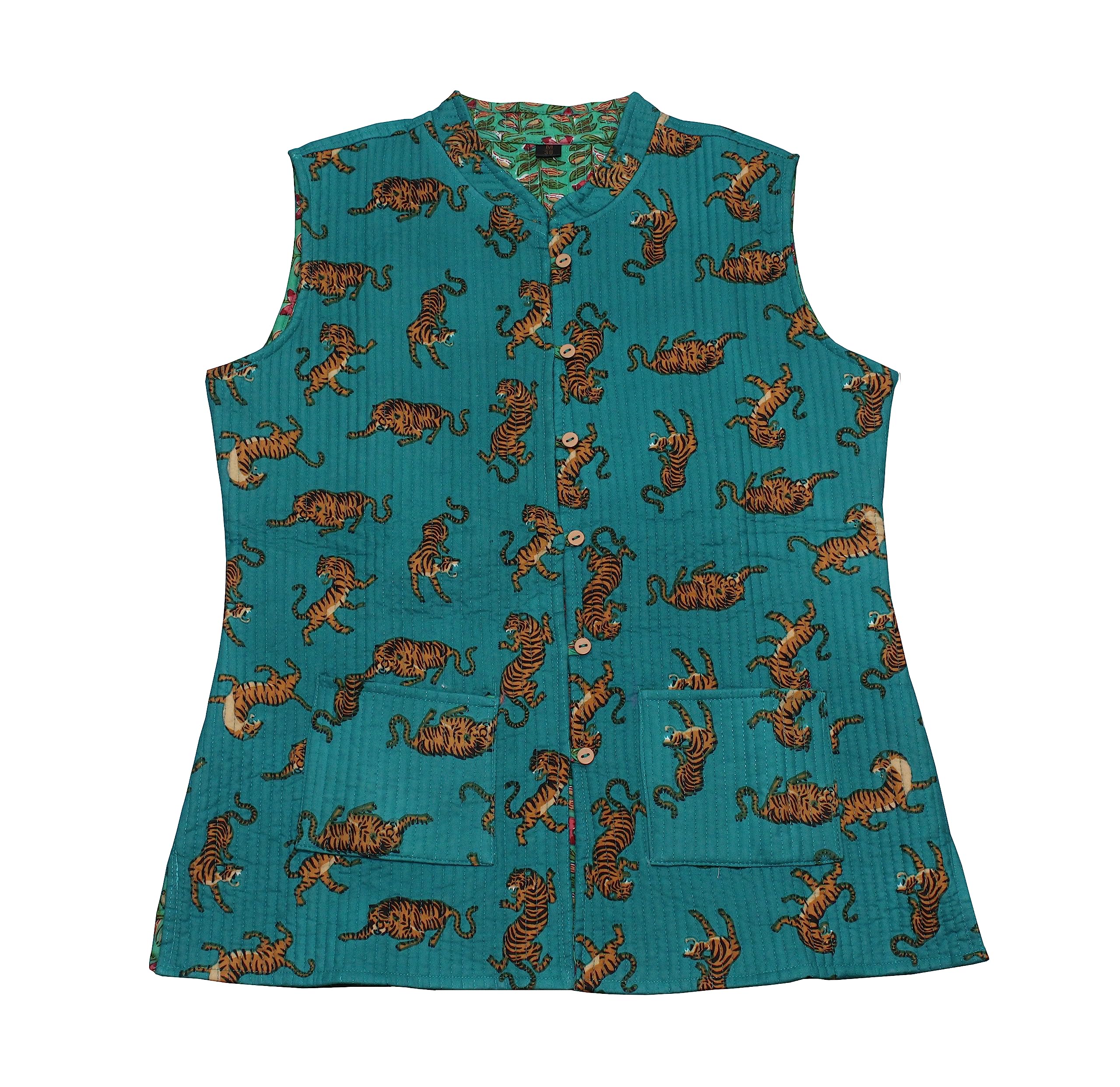 shubhangi collections Women's Sea Green Sleeveless Quilted Reversible Jacket-picture-35