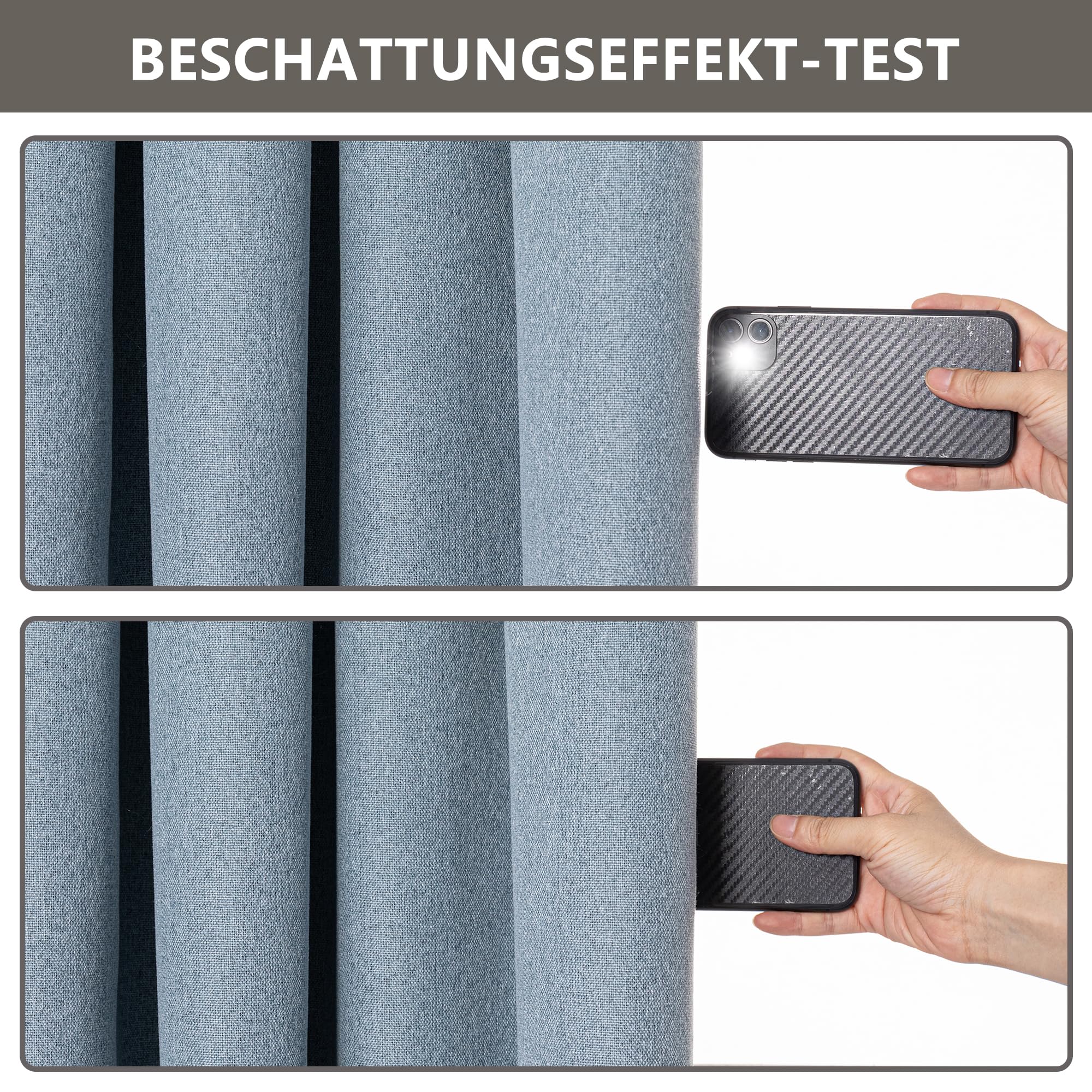 MYSKY HOME Tende oscuranti con occhielli, protezione dal freddo, effetto lino, per soggiorno, colore grigio-blu, set da 2 pezzi, altezza 260 x larghezza 140 cm.