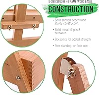Vista 4 de U.S. Art Supply Large Wooden H-Frame Easel with Storage Drawer & Shelf - Adjustable Mast to 75", Studio Artist Easel for Painting, Drawing