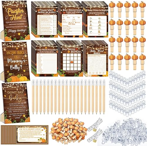 Miniatura 12 de Sherr 476 juegos florales de baby shower, 6 juegos de actividades, tarjeta floral, juego de caza de chupetes, 50 chupetes, qué tan grande es mamá,