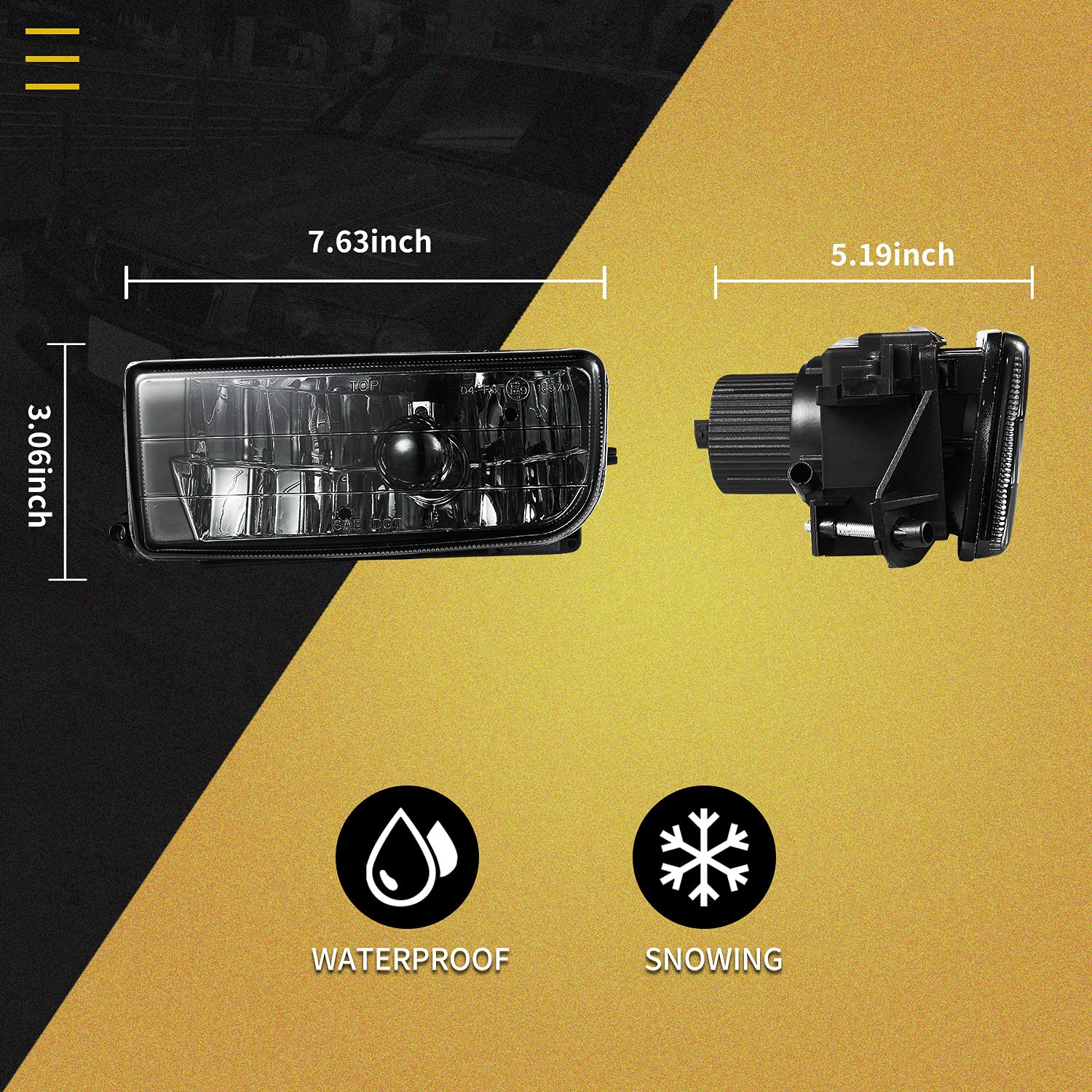 Fendinebbia adatto per BMW 3 Series (HB/SDN/WGN) (E36) 09/1990-08/2000 3 Series (CPE/CONV) (E36) 10/1991-11/1999, un paio di fari fendinebbia, lenti fumo H1 12V 55W 6317835739 63178357389