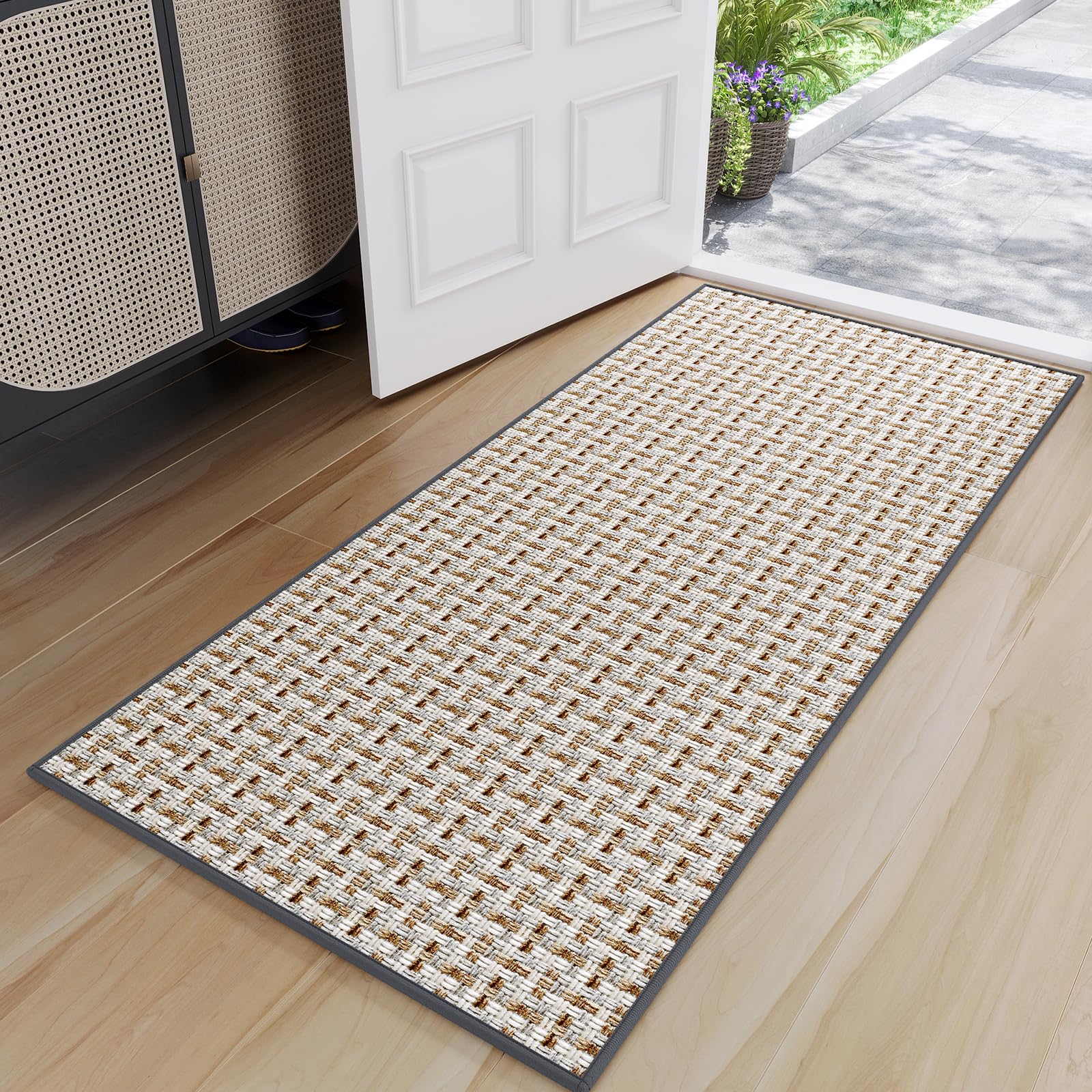 Indoor Door Mat 24x72 Dirt Resistant and Absorbent, Non-Slip Rubber Backing Floor Mats, Easy Clean Low-Profile Doormat for Entryway, Front Door,