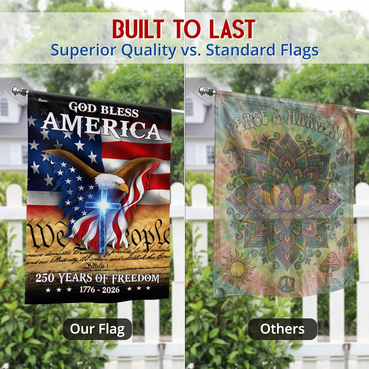 FLAGWIX American 250 Years Patriotic Eagle Flag - Polyester Double-sided Yard Flags For Outside House Flag (29.5" x 39.5") - 4th of July Decorations for Yard Garden Decor Banner, Gifts For Men Women