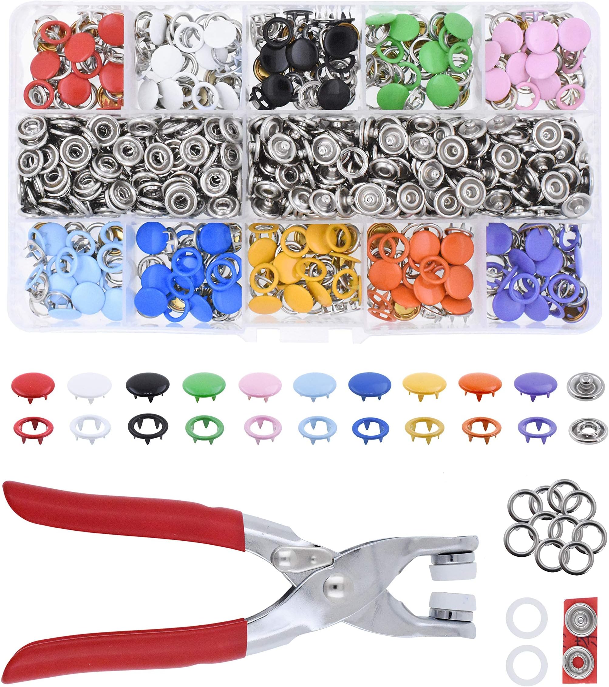 Excefore Snaps Buttons With Fastener Pliers Press Tool Kit, For Sewing Snap Fasteners Snaps, Suitable Diy Craftingsewing Clothes Romper Bib Crafting