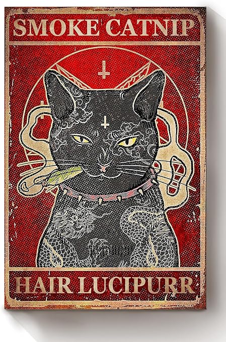 Amazon Com Blackcat With Catnip Hair Lucipurr Poster Animal Wall Art Gift For Cat Lover International Cat Day Kitten Foster Poster 8x10in Pet Supplies