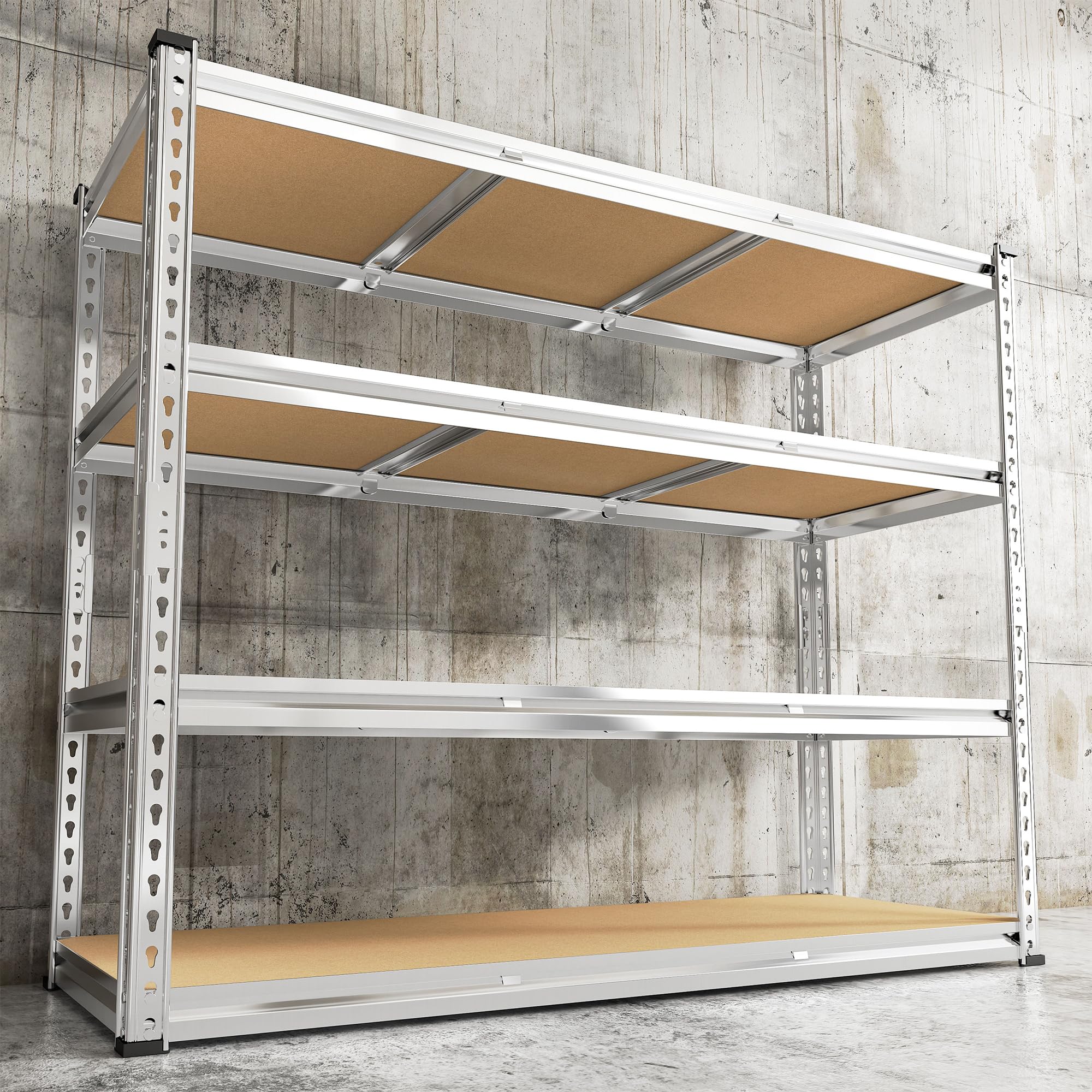 REIBII Garage Shelving, 4 Tier Storage Shelves Load 2000LBS, Adjustable Garage Shelving Heavy Duty, Metal Shelves Unit for Basement, Warehouse, 48" W