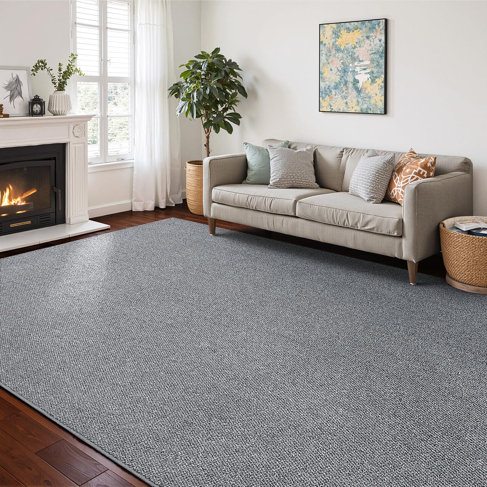 Washable Area Rug 4x6 Feet Grey Non Slip Living Room Kitchen Rugs Indoor Entryway Rug Floor Carpet for