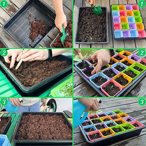 Miniatura 10 de BeGrit Bandejas de inicio de semillas paquete de 5 bandejas de malla de 15 x 12 pulgadas bandejas de plástico para plantas kit de inicio de