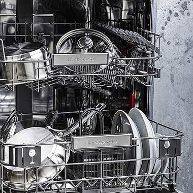 KitchenAid Cookware Set, Stainless Steel Casseroles Set with Lids, 16/20/24 cm + Saucepan with 2 Spots 16 cm/1.5 Litres, 7 pc