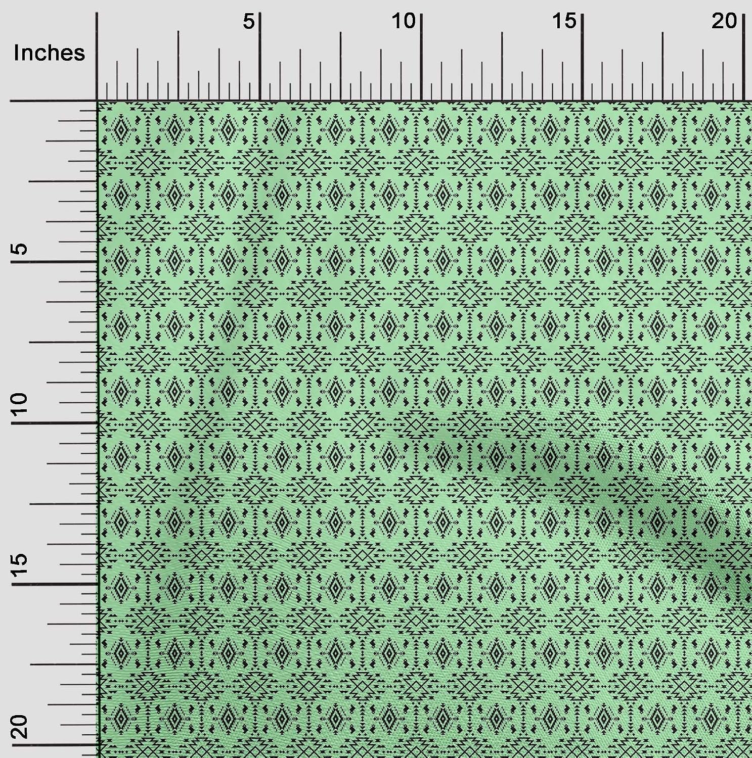 oneOone Cotton Flex Mint Green Fabric Tribal Fabric for Sewing Printed Craft Fabric by The Yard 40 Inch Wide