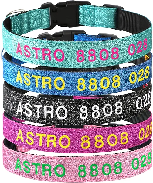 Reflective Personalized Dog Collars - Custom Embroidered Dog Collars for Small, Medium, Large Dogs- Adjustable Dog & Puppy Collar - Heavy Duty D-Ring for Leash & ID Tag