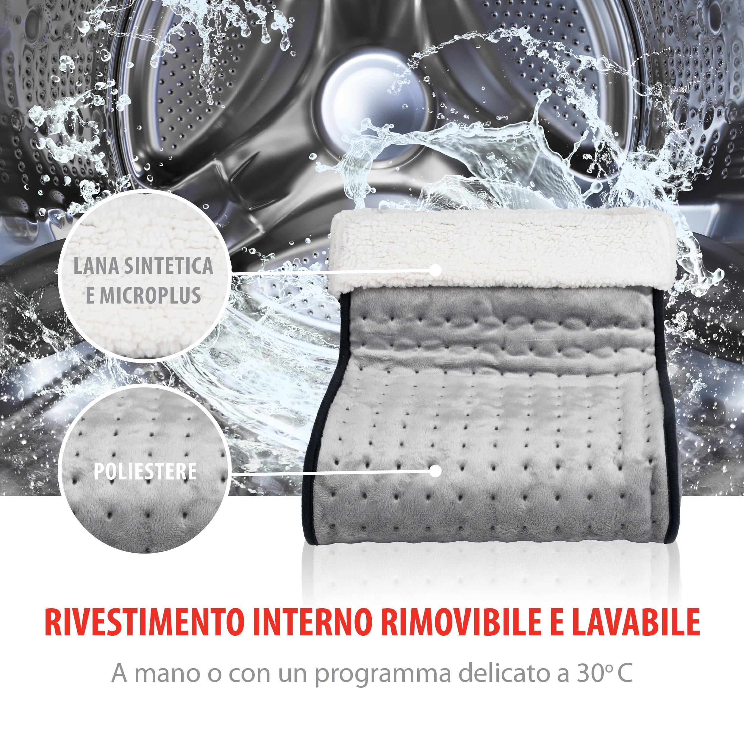 alpina Scaldapiedi Elettrico - Scalda Piedi Casa Elettrico Protezione dal Surriscaldamento - Scalda Piedi Casa Elettrico Fodera interna Lavabile - 3 Impostazioni di Calore - Grigio