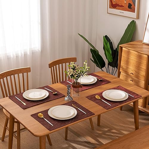 Miniatura 2 de Spring Garden Home Juego de 4 manteles individuales de lino para mesa de comedor, lavables, 13 x 19 pulgadas, lino claro