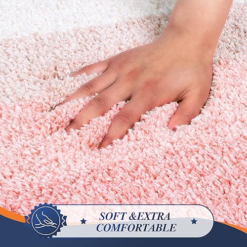Miniatura 3 de Walensee Alfombra de contorno de baño (20 x 24 pulgadas, rosa degradado) Alfombra de baño antideslizante absorbente de agua suave microfibra lanuda