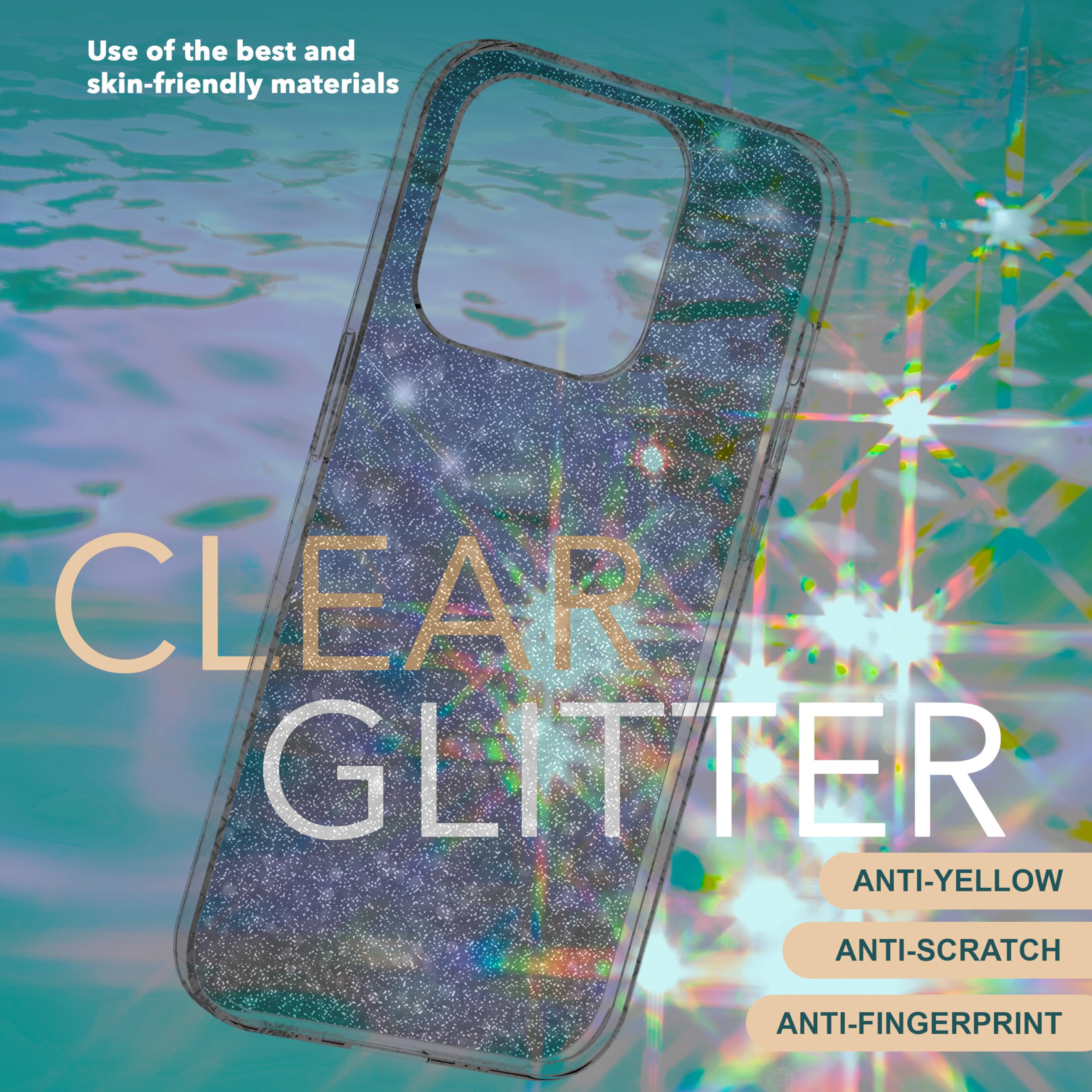 Custodia Glitter iPhone 15 Bling Case - Silicone Nero Protettiva TPU