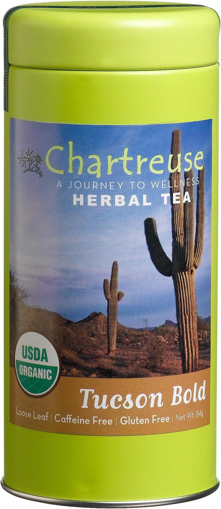 Chartreuse Organic Tea Tucson Bold Organic Loose Leaf Herbal Tea, 2.54 Ounce Tin
