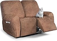 Vista 96 de Fundas para sillas reclinables con aspecto de cuero, funda elástica de 4 piezas, funda suave para silla reclinable, protector de muebles lavable