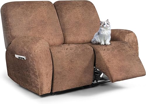 Miniatura 96 de Fundas para sillas reclinables con aspecto de cuero, funda elástica de 4 piezas, funda suave para silla reclinable, protector de muebles lavable